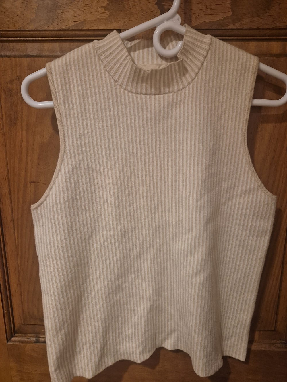 Marled Cream Ribbed Mock Neck Tank Top